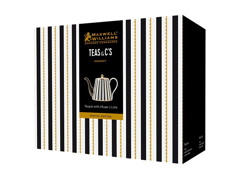 Maxwell & Williams - Black & Gold Regency Teapot (1L/34oz)