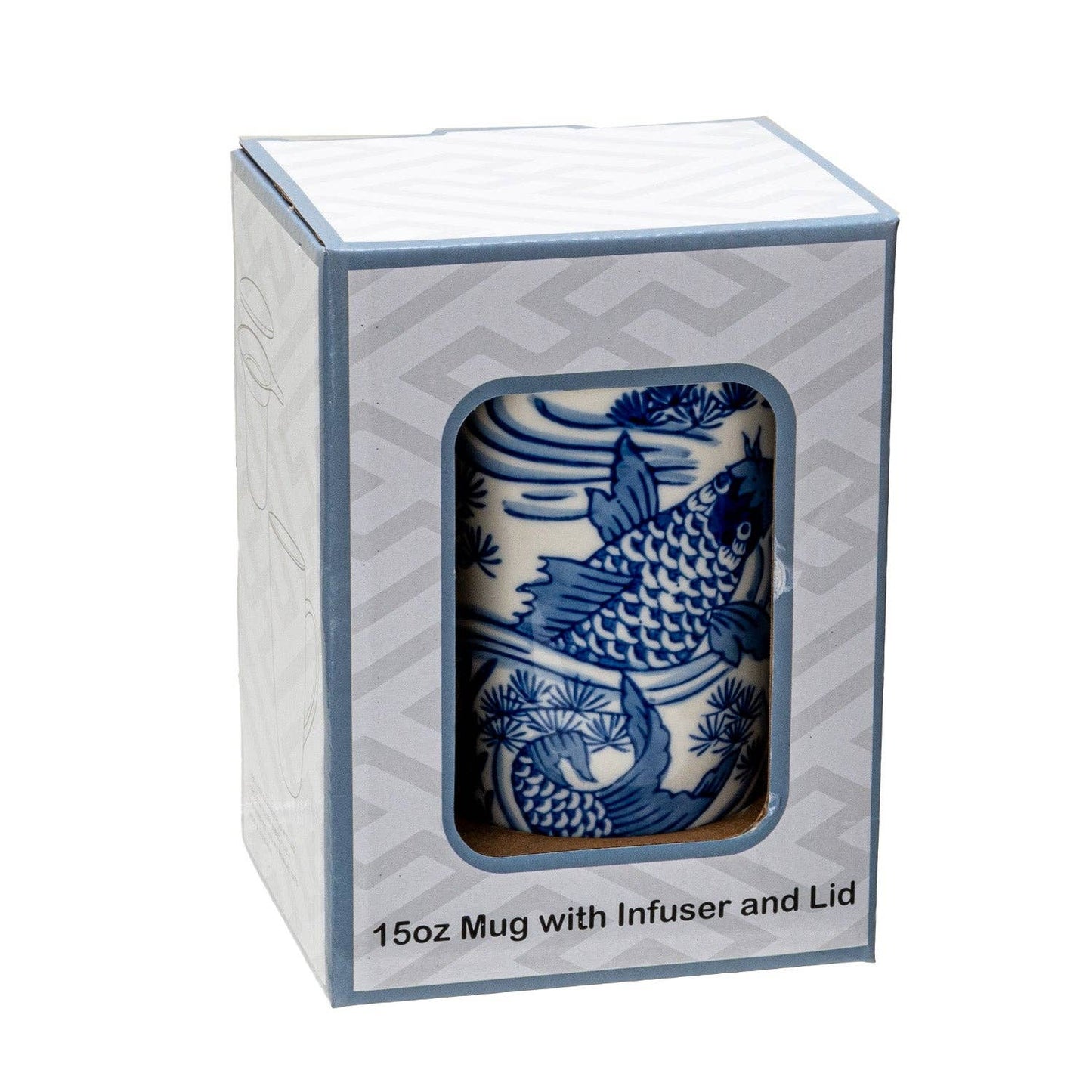 Koi Fish Design 15oz Tea Mugs with Lid and Infuser