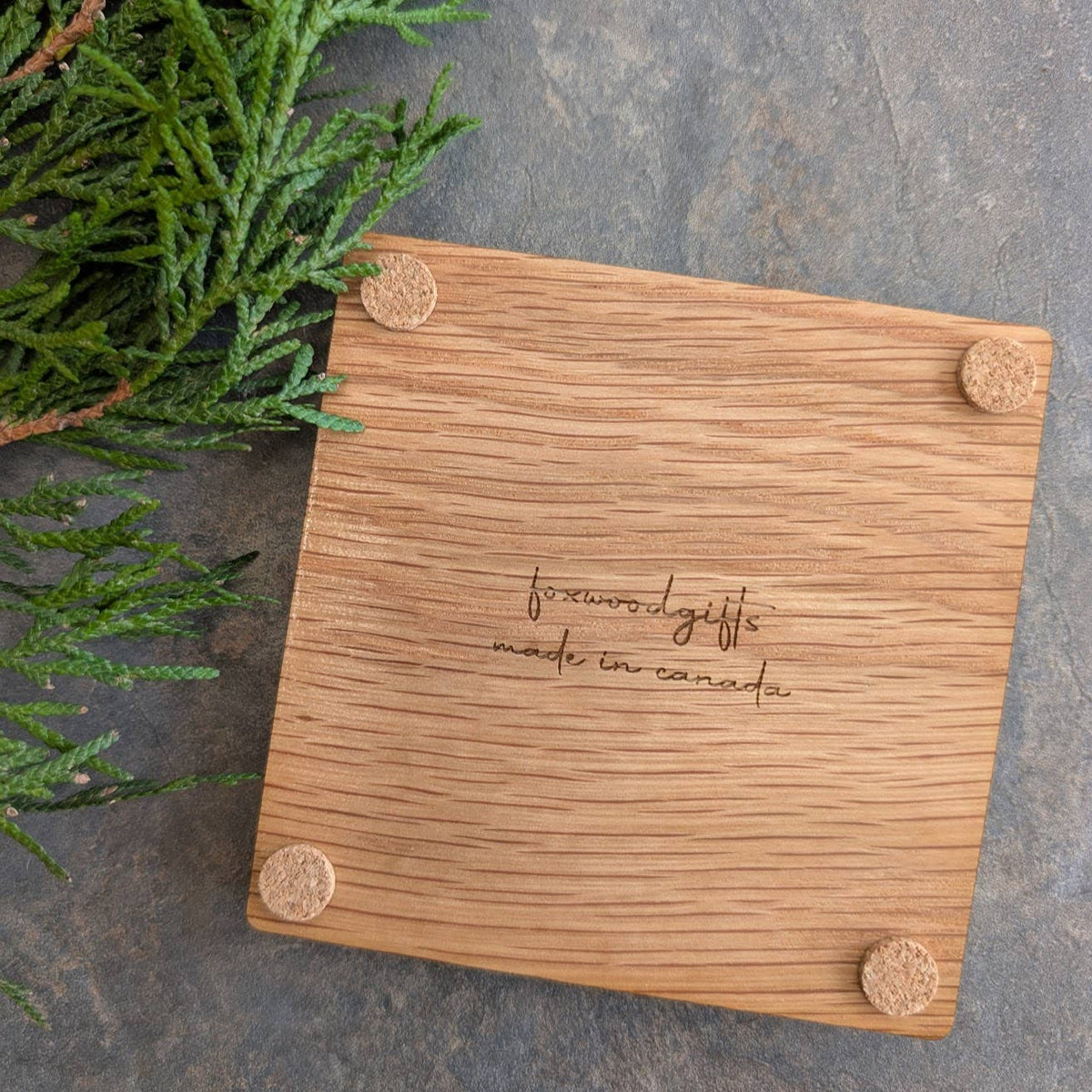 Pine Tree Inlay Wood Coaster