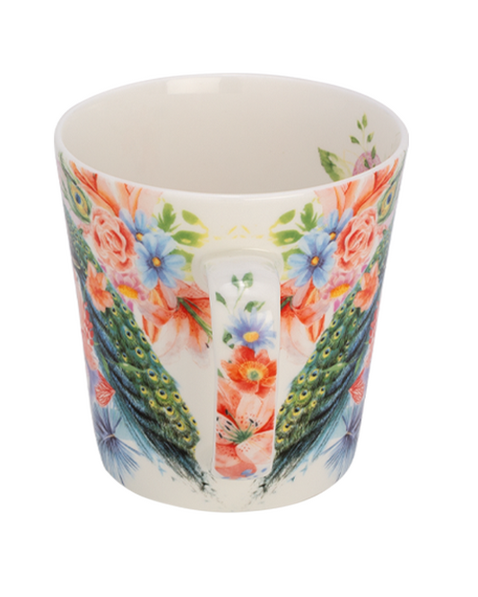 Flowers & Peacock - Large Mug