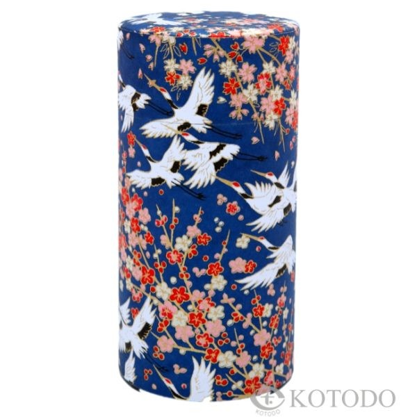 50g Cranes on Blue, Washi Paper Canister
