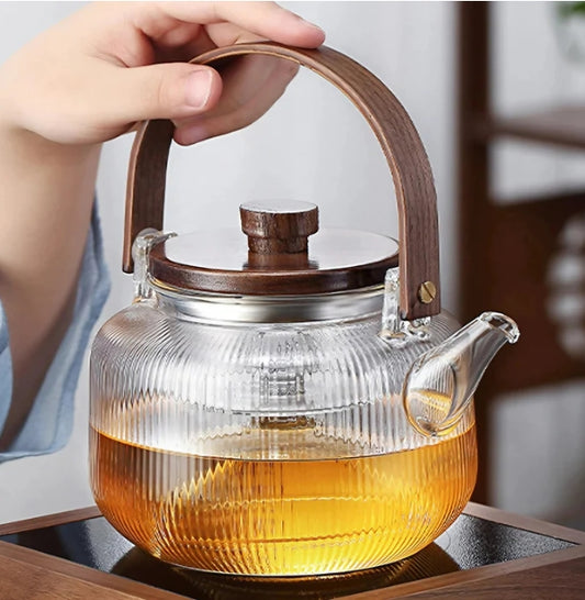 Glass "striped" Kettle w/ Infuser (1.2L/45oz)