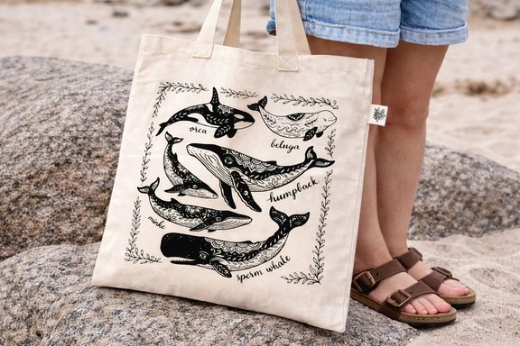 "School of Whales" Tote Bag