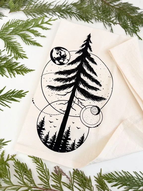 "Moon & Trees" Tea Towel