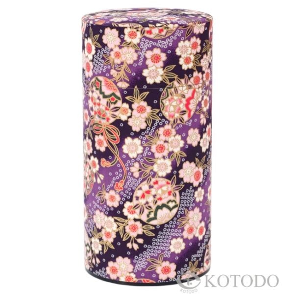 50g Blossoms on Purple, Washi Paper Canister
