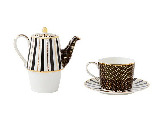 Maxwell & Williams - Black & Gold Regency Tea for One w/ Infuser (.34L/11.5oz)