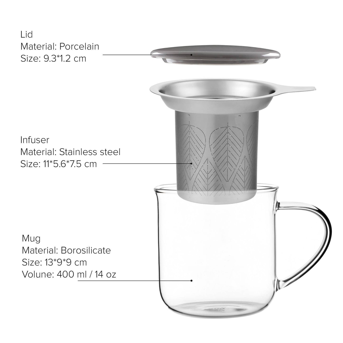 Minima™ Eva Glass Mug & Porcelain Lid W/ Infuser