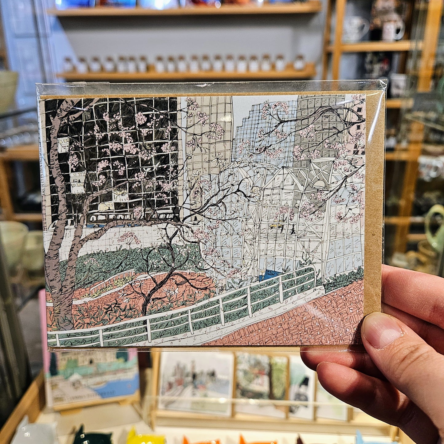 'Cherry Blossoms at Burrard Station', Vancouver Card
