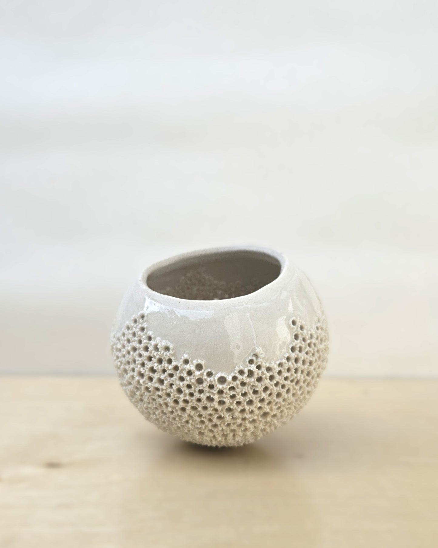 Small Cream White Sphere Lantern 12 (glazed)