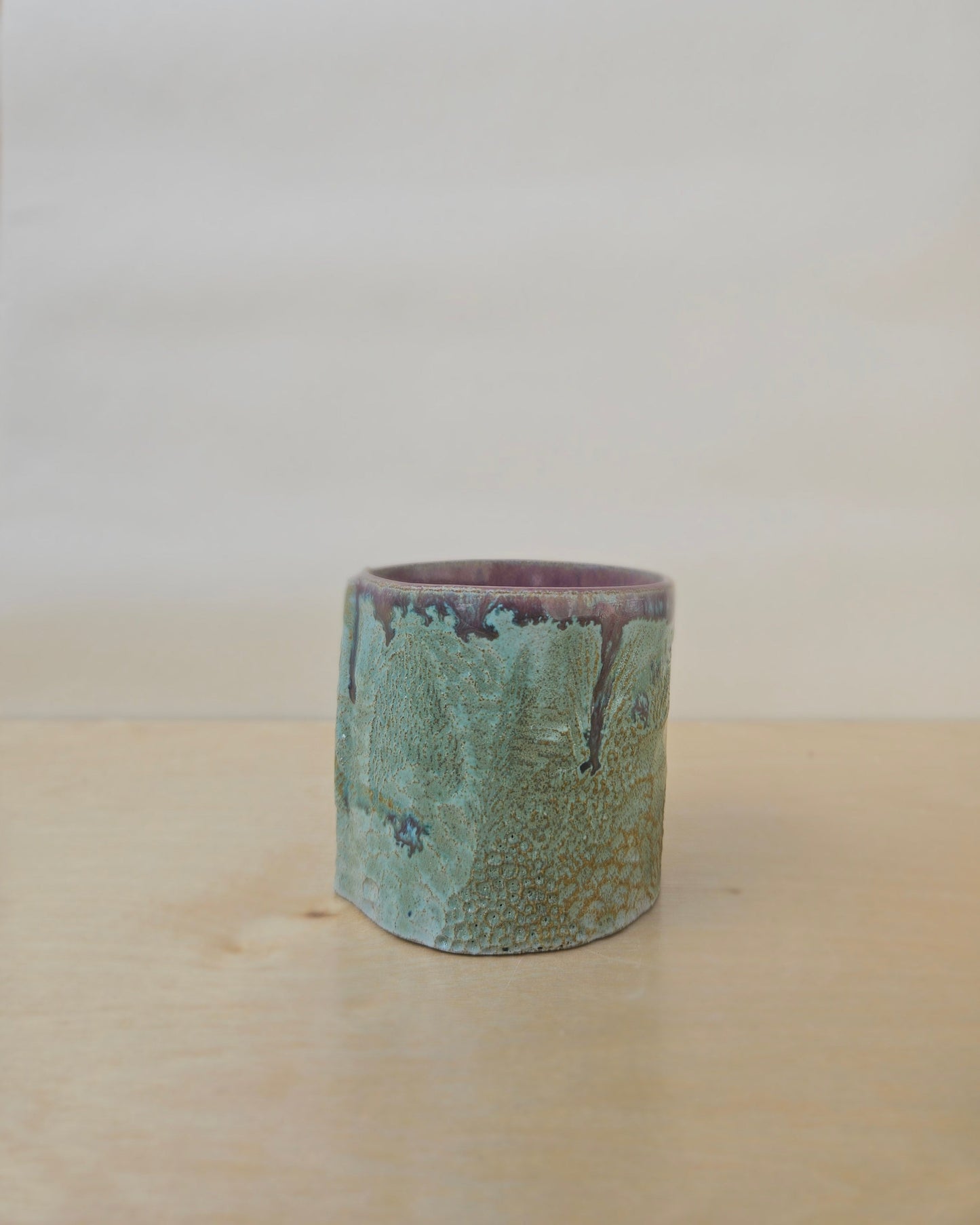 Short Cup With Purple Rim