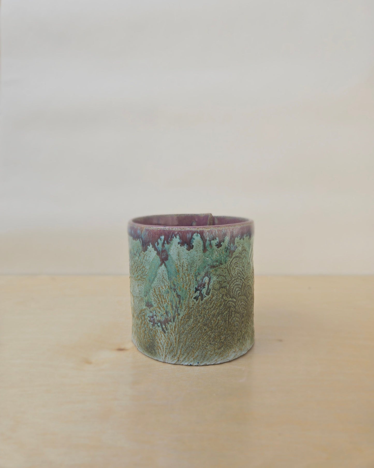 Short Cup With Purple Rim