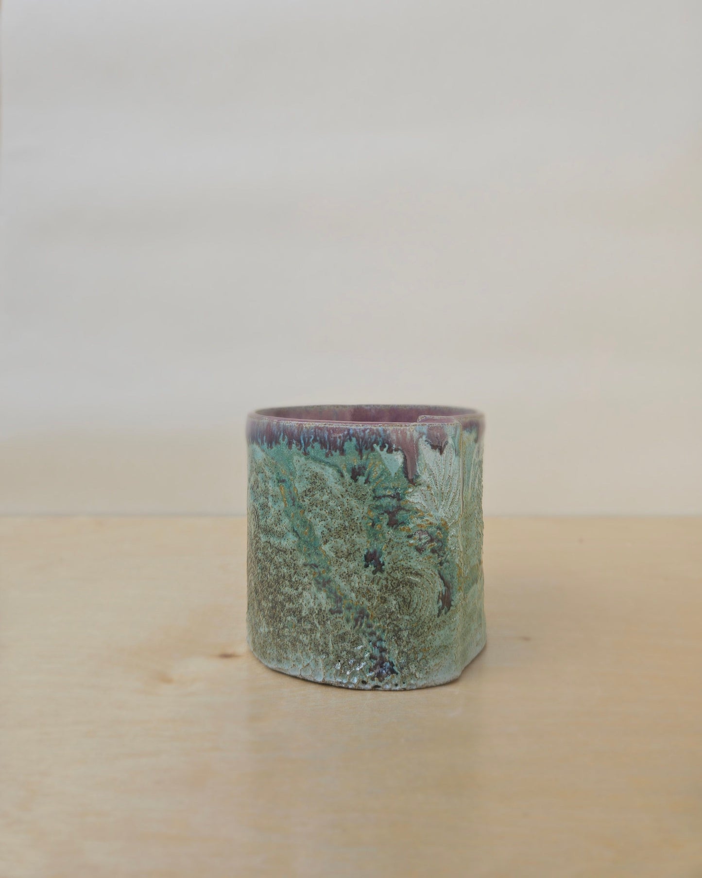 Short Cup With Purple Rim