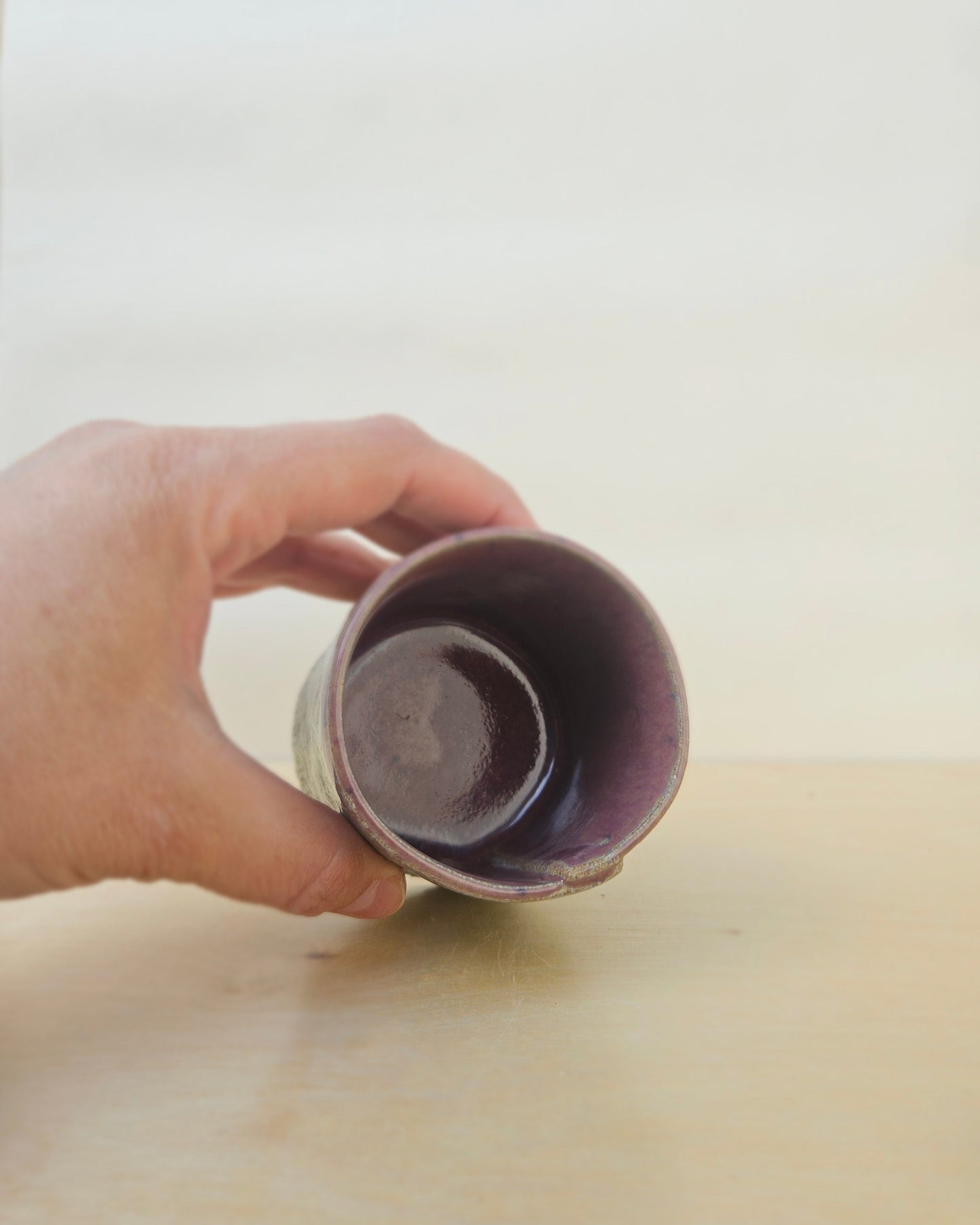 Short Cup With Purple Rim