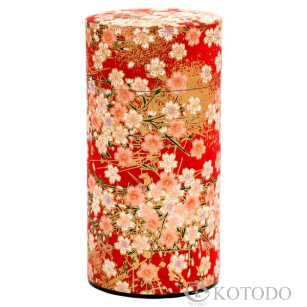 Rouge avec des fleurs, boîte en papier Washi