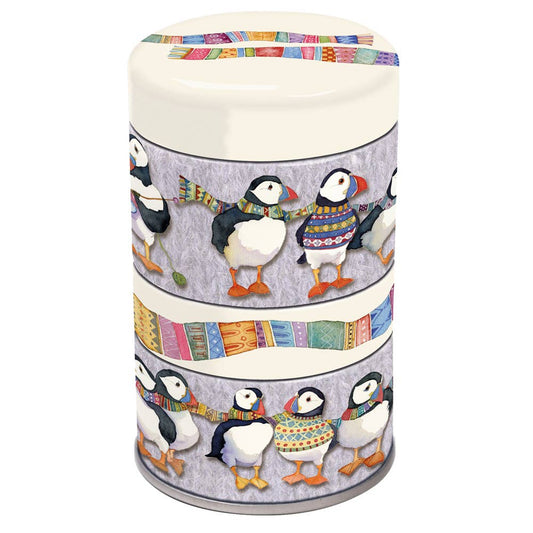 Woolly Puffins .Mini Stacker Tin