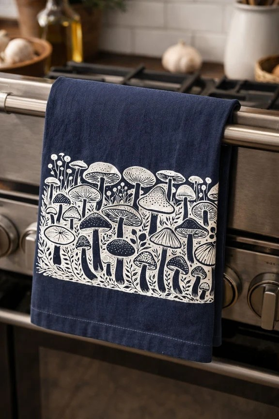 "Field of Mushrooms" Tea Towel (Linen/Cotton Blend)