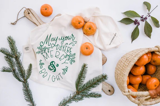 "Merry & Bright" Tea Towel