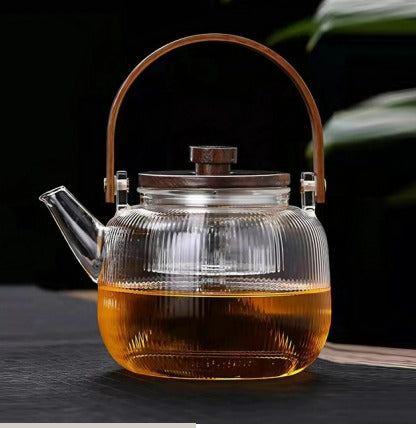 Glass "striped" Kettle w/ 2 Infusers (1.2L)