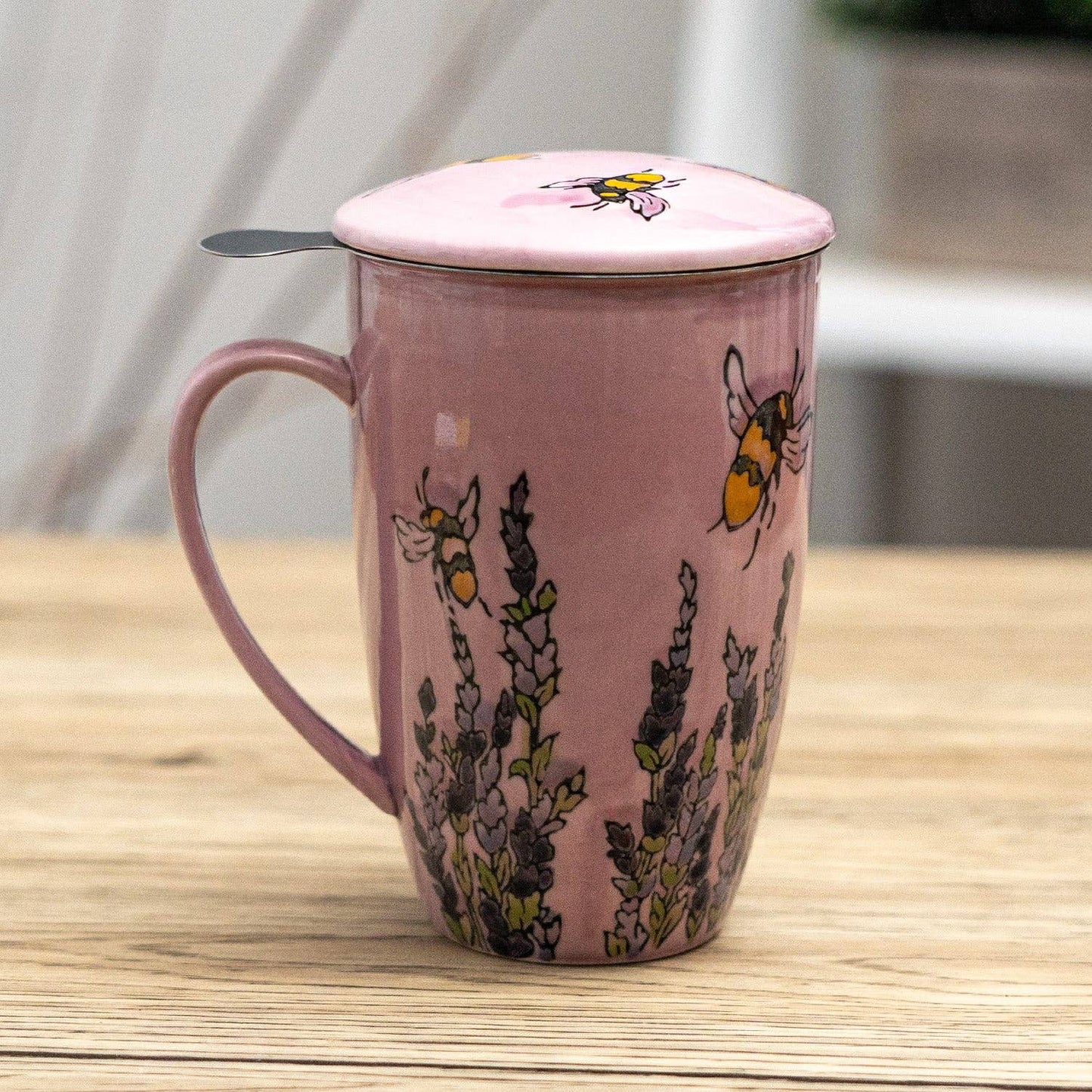 Spring Honeybee Design 15oz Tea Mugs with Lid and Infuser