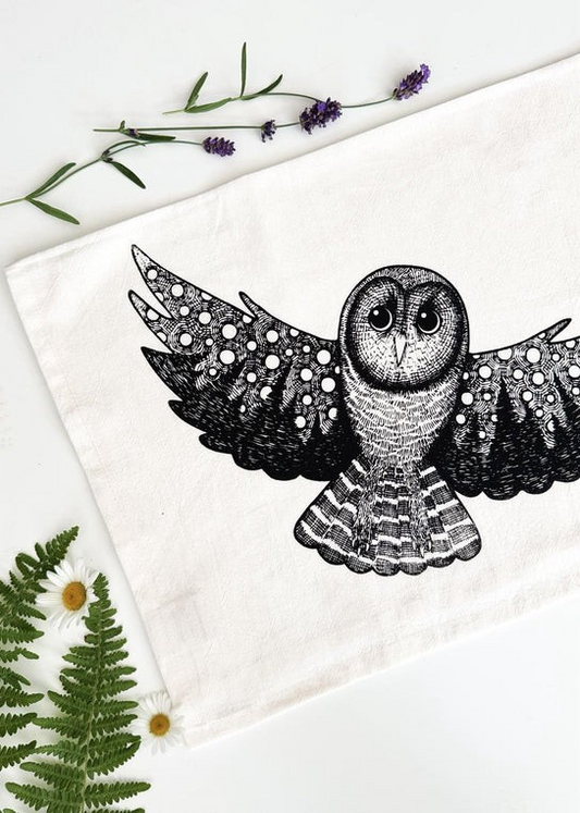 Skyline Owl" Tea Towel