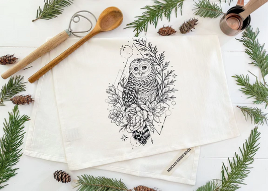 "Floral Owl" Tea Towel