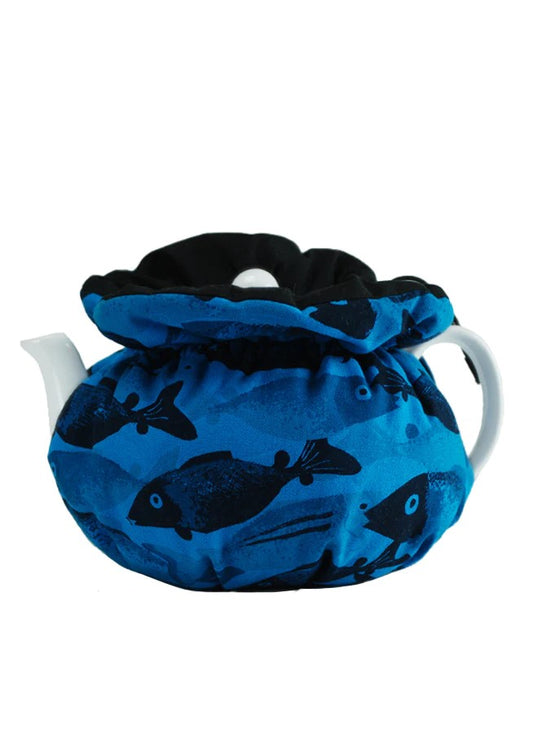 "Blue Fish" Scrunchy Tea Cozy