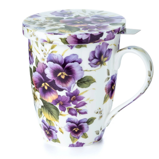McIntosh - 'Purple Pansies' (Tea Mug w/ Infuser)