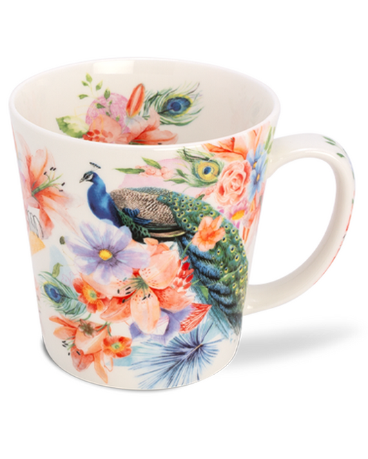 Flowers & Peacock - Large Mug