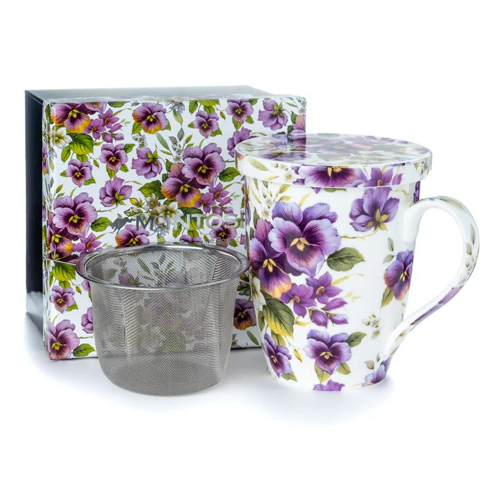 McIntosh - 'Purple Pansies' (Tea Mug w/ Infuser)