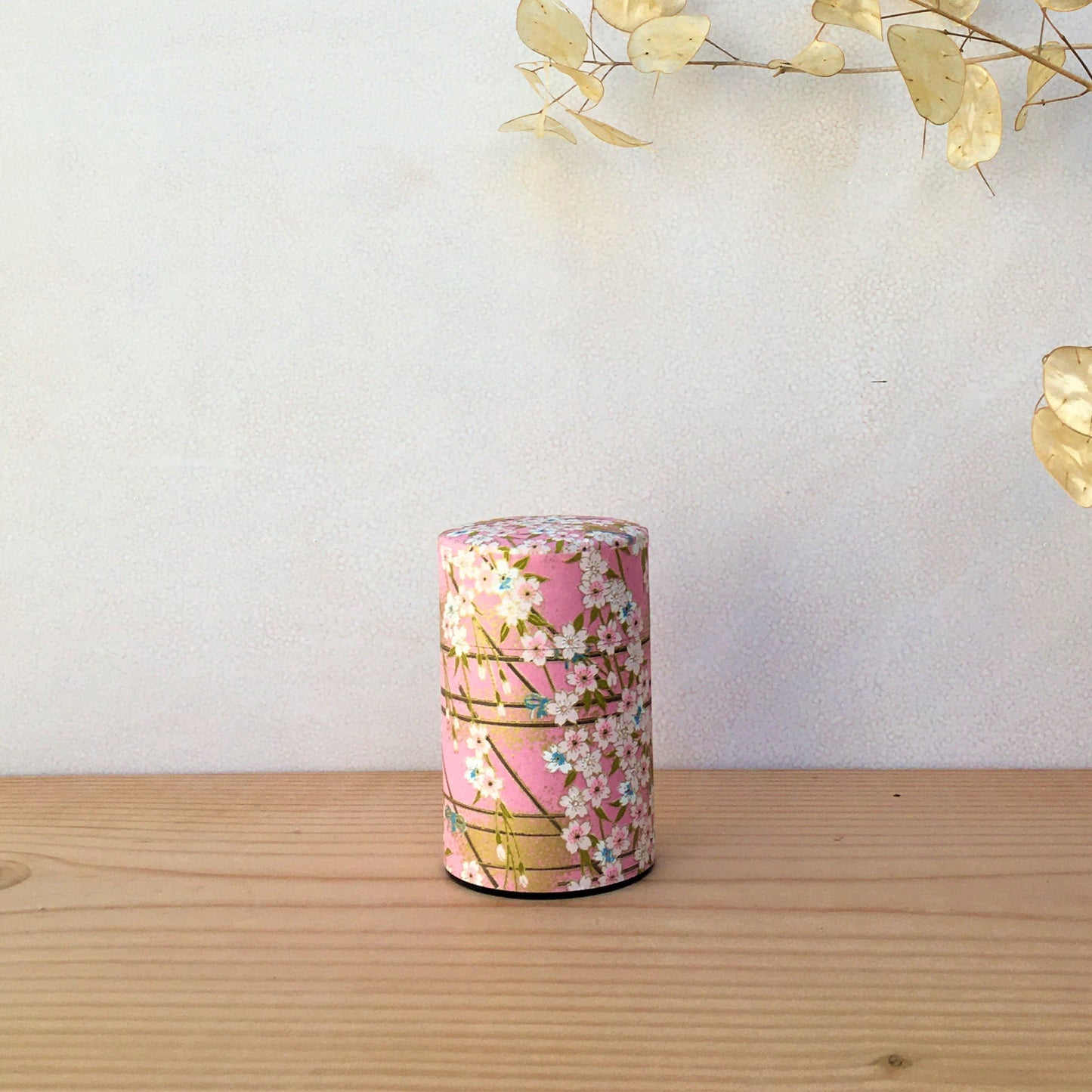 Pink with Blossoms, Washi Paper Canister