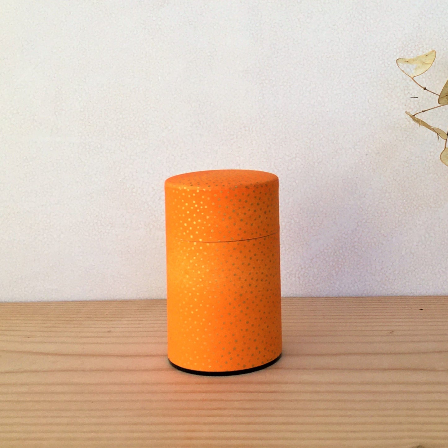 Orange with Gold dots, Washi Paper Canister