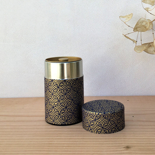 Gold Pattern on Blue,  Washi Paper Canister