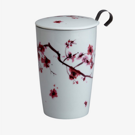 Taza de porcelana Eigenart de doble pared con flor de cerezo 