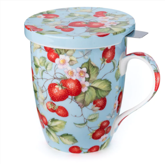 McIntosh - Strawberries Forever (Tea Mug w/ Infuser & lid)